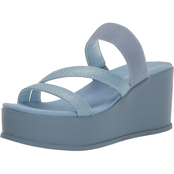 Anne Klein Womens AKVENTI Slip On Lifestyle Wedge Sandals Blue size 8