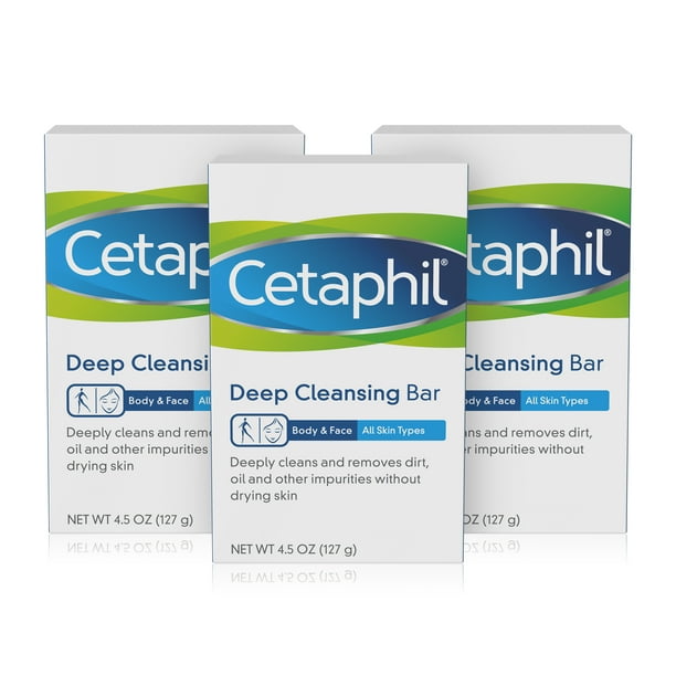 Cetaphil Deep Cleansing Bar for Body & Face, All Skin Types, 4.5 oz