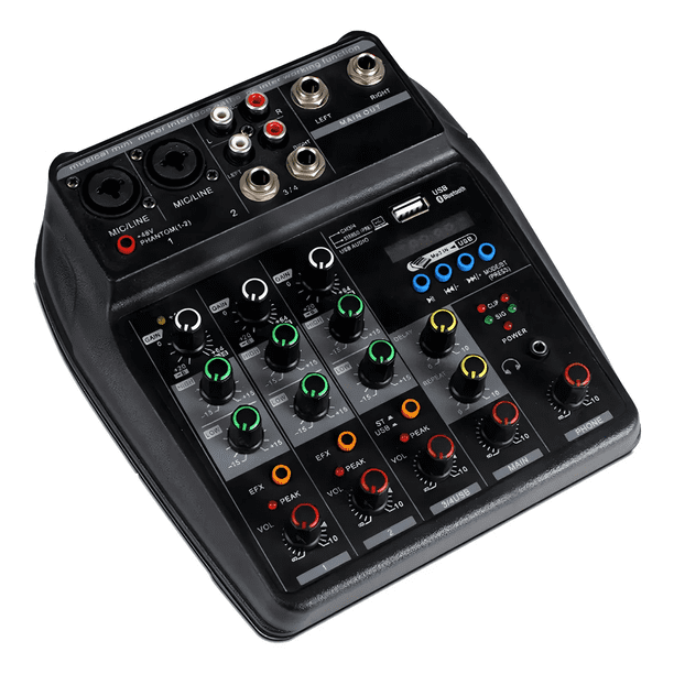 Audio Sonido Tarjeta Consolas de Sonido Audio Mixer Usb Bluetooth Malubero, Negro
