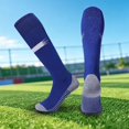 thumbnail image 2 of 5 Pairs Kids Soccer Socks Stretchy Knee High Tube Colorful Football Athletic Team Socks for Boys Girls knee high socks, blue knee high socks, 2 of 4