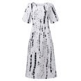 thumbnail image 3 of Robes d'Été Décontractées pour Femmes Boho Plissées Longueur Genou Évasées Midi de Fête Plage Robe Imprimé Floral Manches Courtes Robes de Soleil pour Femmes Plus Robes Col Rond Vacances, 3 of 5