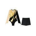 thumbnail image 6 of Raenseen Women Metallic Gymnastic Leotard With Shorts Ballet Dance Bodysuit Ballerina Dancewear Gold XXL, 6 of 9