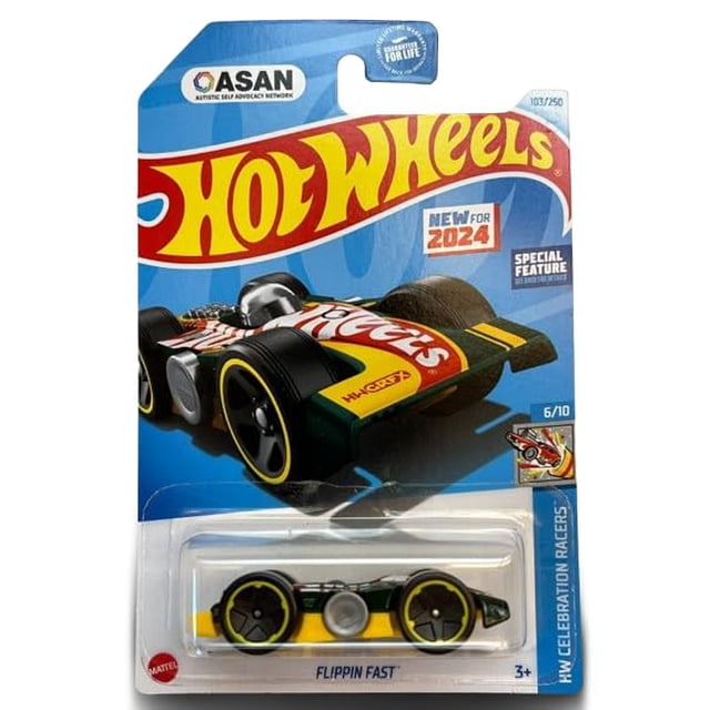Hot Wheels Flippin Fast 2024 corredor verde y amarillo