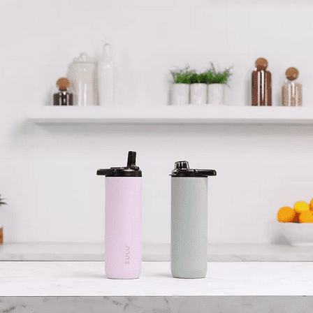 Zulu 411-2401-900 Base Stainless Steel Water Bottle with Lids., 2 Pack 24oz, Passion Fruit/Matcha