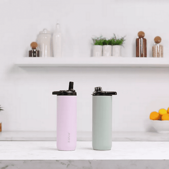 Zulu 411-2401-900 Base Stainless Steel Water Bottle with Lids., 2 Pack 24oz, Passion Fruit/Matcha