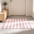 thumbnail image 2 of Outdoor Front Door Mat 20"X16", Pink White Washable Striped Layered Doormat | Cotton Woven Indoor/Outdoor Small Area Rug, 1pc, 2 of 6