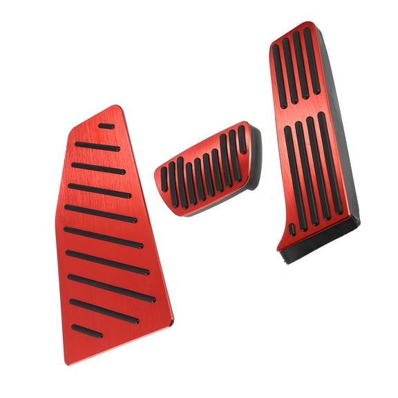 3 Pcs Automatic Accelerator Gas Brake Footrest Pedal Cover for Toyota Rav4 Aluminum Alloy Rubber Red