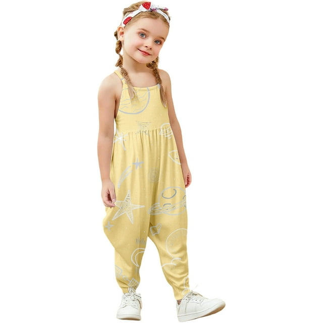 Combinaison Élégante pour Filles Tenue de Jeu Imprimée Tissu Extensible Doux Confortable Tenue Décontractée pour Tout-Petits
