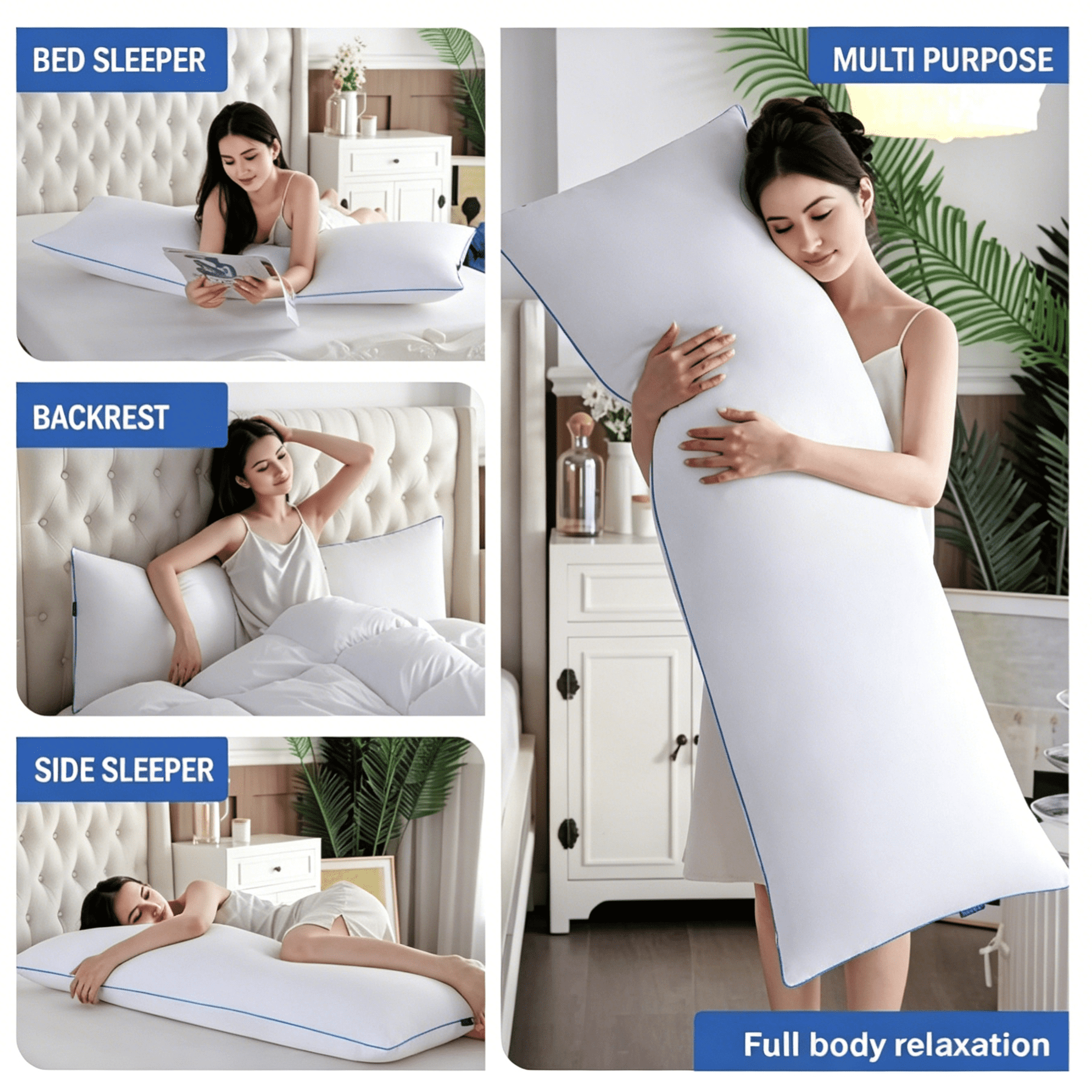 Oaskys Memory Foam Body Pillow with Rolled Edge Design – Long Support Cushion, Ideal for Side Sleepers, Pregnancy Maternity & Post Surgery Recovery
