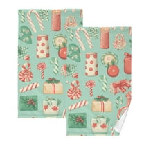 Christmas Candy Gifts Hand Towel Bath Towels Face Towels Cotton Absorbent for Home Hotel Spa Swimming Yoga Sports Decorative Towel Set of 2