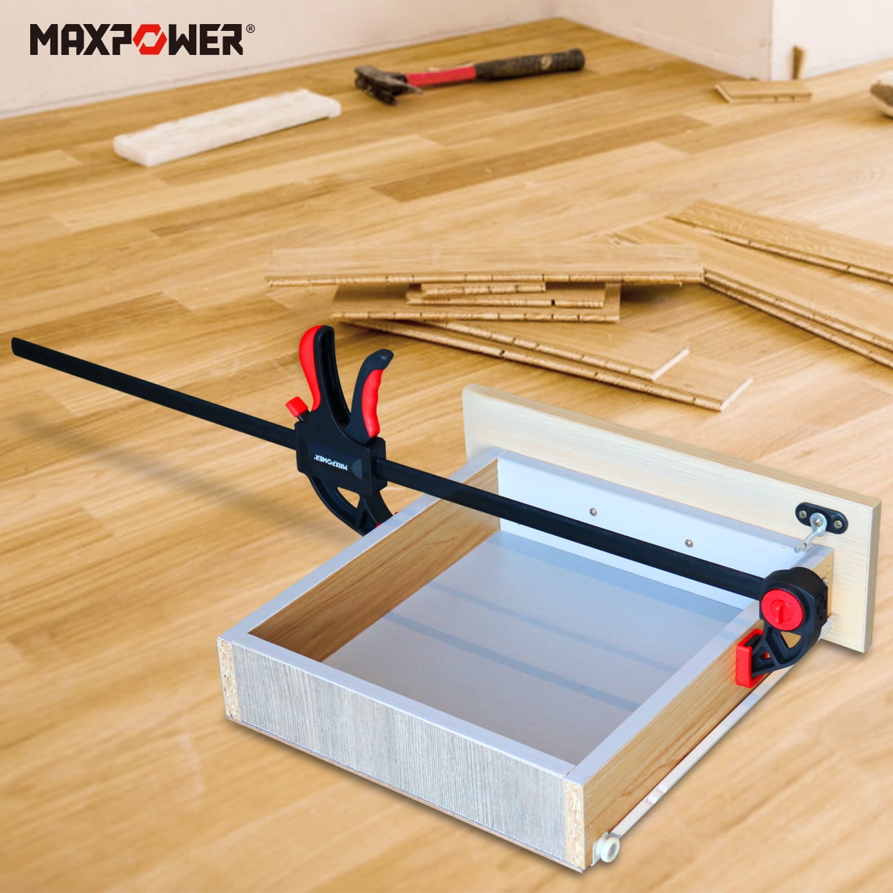 MAXPOWER 12" Wood Bar Clamp, Light Duty Woodworking Clamps set, Pack of 4