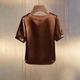 thumbnail image 5 of TaTaai Women's Office Casual Top Short Sleeve Round Neck Pearl Accent Solid Color Summer Blouse Professional Loose Fit Shirt Gift, 5 of 5