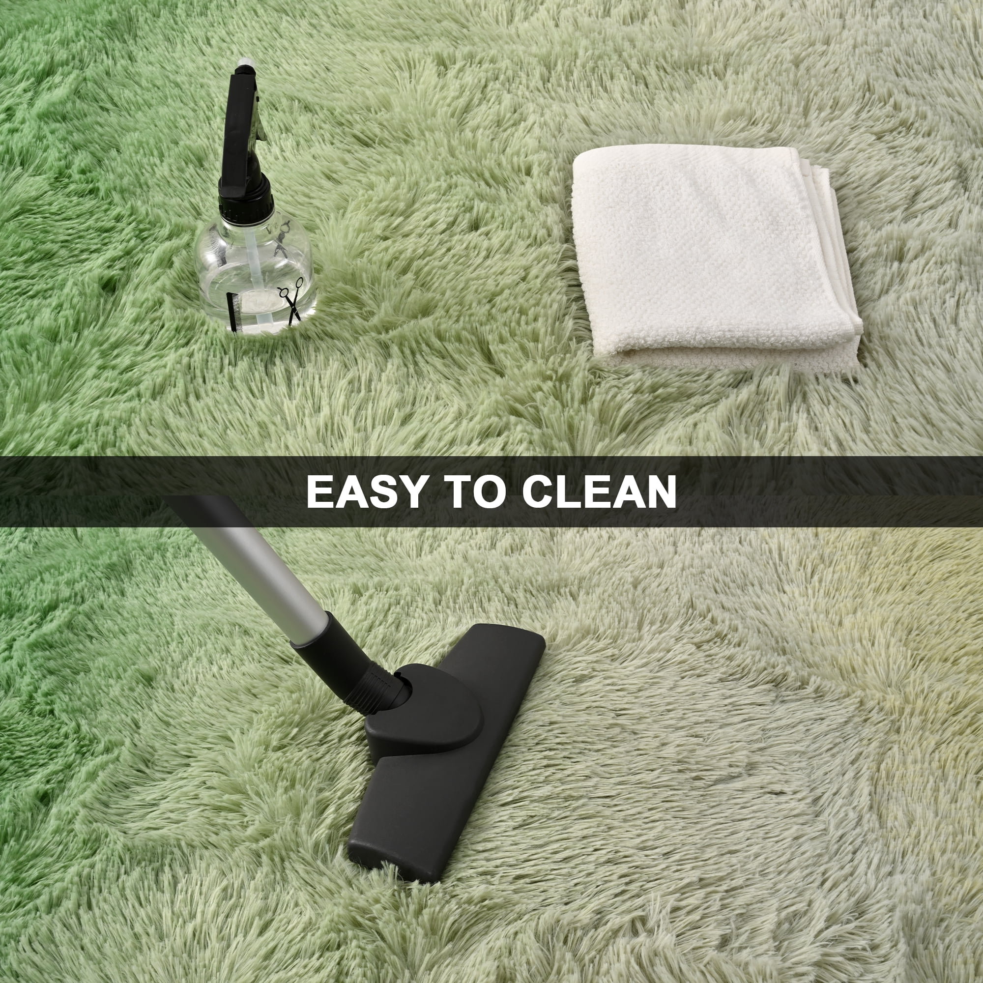 Lochas Fluffy Shag Area Rug Fuzzy Gradient Tie Dye Colorful Bedside Carpet Plush Rugs for Bedroom Living Room Nursery Baby Home Decor,5'x8',Yellow/Green
