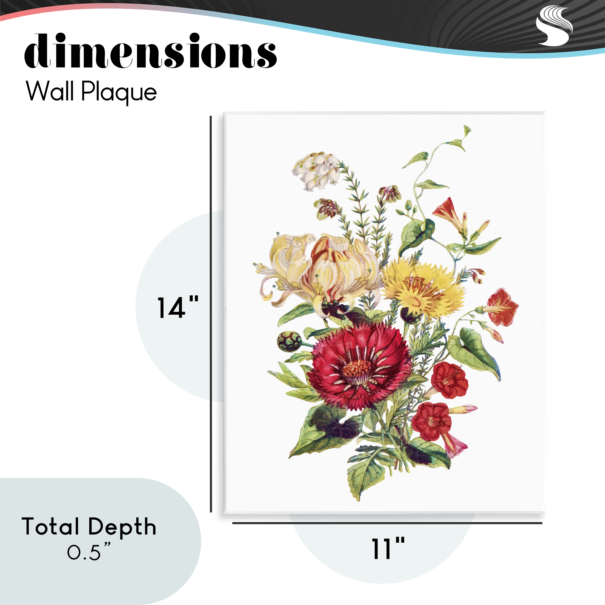 Bundle Of Wild Florals Wall Plaque Art, design by Lettered and Lined