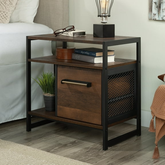 Sauder Briarbrook Small Side Table with Drawer, Barrel Oak Finish