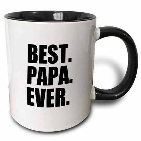 3dRose Best Papa Ever - Gifts for dads - Father nicknames - Good for Fathers day - black text, Two Tone Black Mug, (Best Day Ever Koozies)