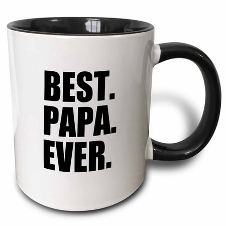 3dRose Best Papa Ever - Gifts for dads - Father nicknames - Good for Fathers day - black text, Two Tone Black Mug, (Best Stone Cold Stunner Ever)