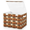 thumbnail image 2 of Large Collapsible Storage Box Flip Lid Fabric Decorative Organizer Container Basket with Handles 16.5×12.6×11.8in Striped Wicked Pumpkins, 2 of 7