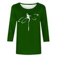 thumbnail image 4 of CHOK T-Shirt d'Été à Manches 3/4 Décontracté Motif Libellule pour Femmes Manches Trois-Quarts Chandail Col Rond T-Shirts Unis Tunique Élégante Confortable Marron TTG, 4 of 4
