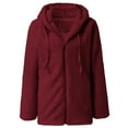 thumbnail image 4 of ITSAME Womens Fleece Jackets, Plush Cozy Zip Up Solid Color Loose Hooded Coat Wine S, 4 of 6