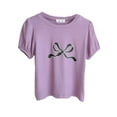 thumbnail image 4 of MIXUE Baby Girls Tops & T-Shirts Summer Cute Bowknot Print Crew Neck Short Sleeve Fashion Casual T Shirts Activewear,Purple,18-24 Months, 4 of 4