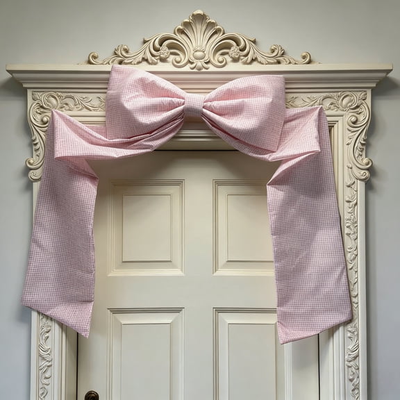 Easter Bow Decorations for Front Door - Large Spring Ribbon Bow with Classic Patterns, Wreath Accent for Porch Railing Mailbox, Reusable Outdoor Holiday Décor, Warm Festive Welcome Gift