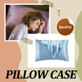 thumbnail image 4 of Matsuzay 2 fundas de almohada de satén antidecoloración y antiarrugas para una elegancia duradera, fácil de cuidar, antiestática Juegos de cama cielo azul, 4 of 6