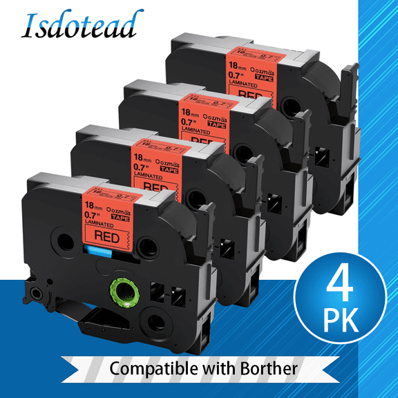 4 Pack TZe-441 TZe441 Replacement for Brother Label Maker Tape Black on Red 18mm 0.7 Inch Compatible with Brother P Touch for PTD400 PTD410 PTD600 Standard Laminated Label Tape 3/4 in x 26.2 ft(8m)