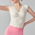 thumbnail image 2 of VBVC Women's Cross Wrap Yoga Tank Top,Womens Short Sleeve Cropped Tops,Workout V-Neck Slimming T Shirts Going Out For Women,*White,Size XL, 2 of 7