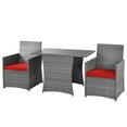 thumbnail image 4 of Patiojoy 3PCS Patio Rattan Furniture Set Outdoor Wicker Table & Chair Set w/Cushions Red, 4 of 6