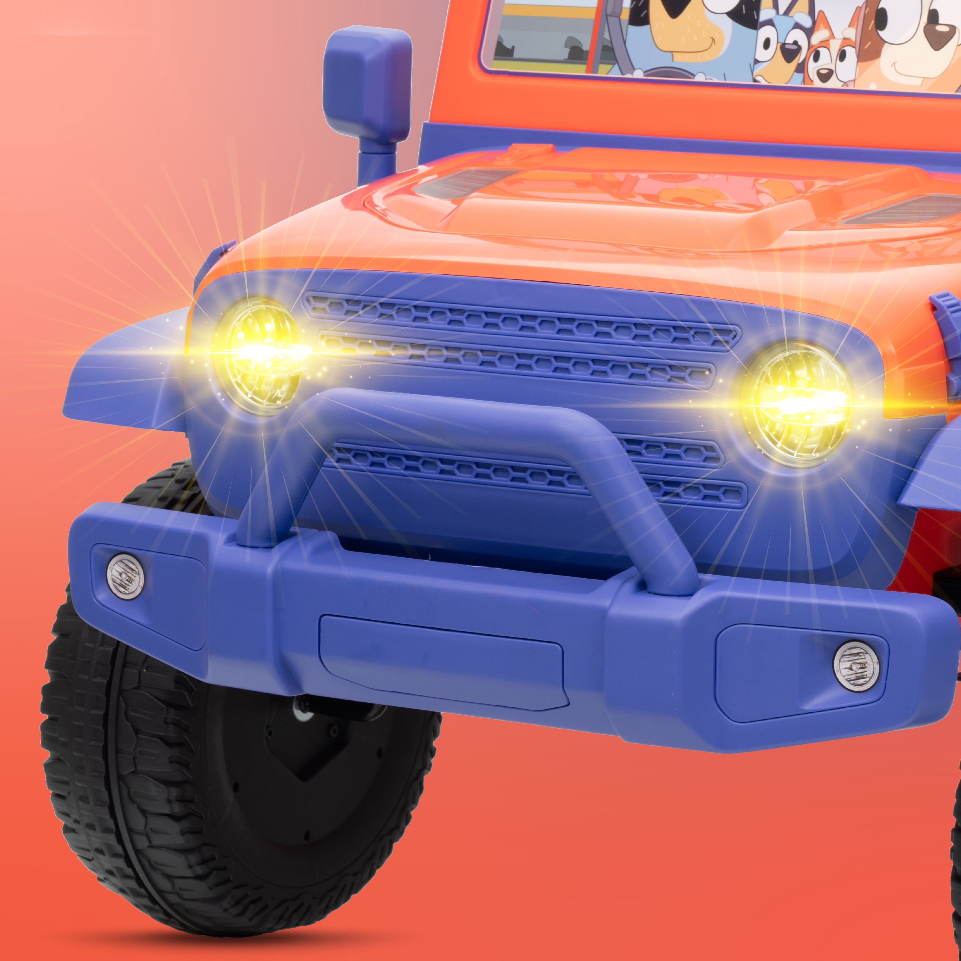 Bluey 12V Electric 1 Seat Ride-On for Kids with Music, USB Port, Working Headlights, and Forward/Reverse Drive, Top Speed 3.5 Mph