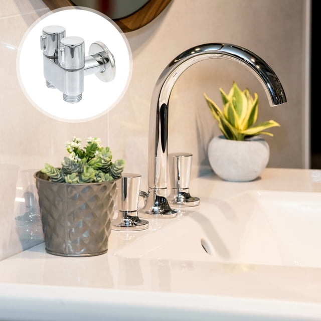 OULII 1Pc Dual-Control Faucet Silver Copper Washing Machine Faucet for Home Bathroom Water Tap