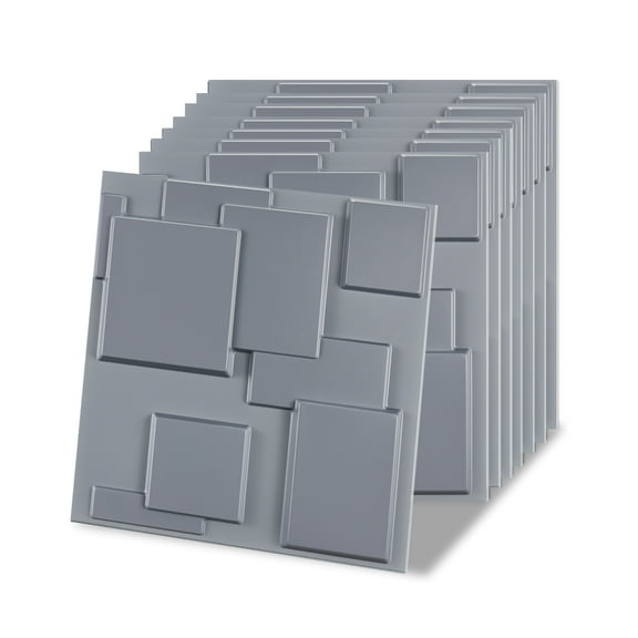 FLOLEOPA 30 Pack Decorative 3D Wall Panels, 29 Sq.Feet PVC Interior Wall Décor, 11.8"x11.8", Gray