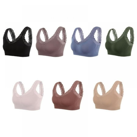 

Xmarks Women Ladies Sexy V Neck Crop Top Bra Vest Lace Breathable Comfortable Soft Bustier Bralette Tank(7-Packs)