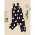 thumbnail image 3 of Bslissey Toddler Little Girls Summer Suspender Jumpsuit Flower Print Spaghetti Straps One Piece Romper 12M 18M 24M 3T 4T 5T Kids Cute Overalls for Casual Daily, 3 of 9