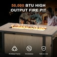 thumbnail image 6 of Nuu Garden 43" Propane Fire Pit Table,  50,000 BTU Outdoor Metal Gas Fire Pit with Lid and Glass Beads, Rectangle, Light Brown, 6 of 10
