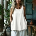 thumbnail image 2 of Sillenn Linen Tank Tops for Women Flowy Scoop Neck Basic Tank Shirt Oversized Summer Casual Camisole Sleeveless Linen Shirts Loose Lightweight Gauze Tunic Blouses Plus Size Gauze Cami Shirts White S, 2 of 8