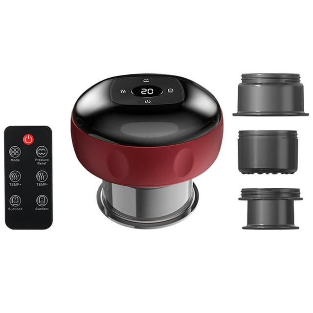 Iumwxz Remote Control Cupping Kit For Massage Cure 4-in-1 Cupping Cure Set With Red Light 2 Changeable Cups Smart Cupping For Muscle Soreness