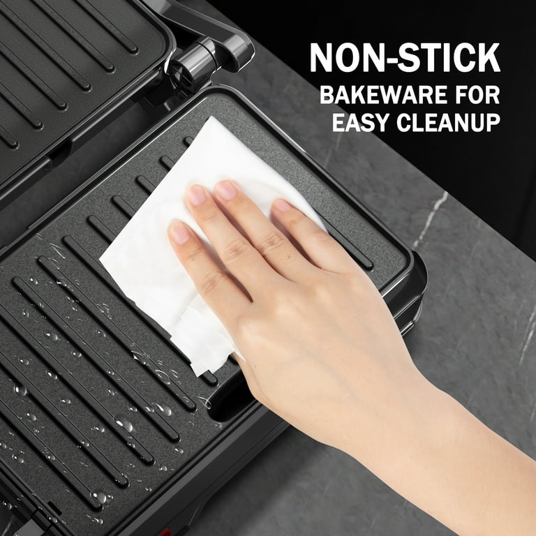 Panini Grill Press - 2-Slice, 180° Opening, Non-Stick Plates for Versatile Grilling, Toasting, and Cooking, Easy to Clean, Perfect for Home Kitchens, 850W