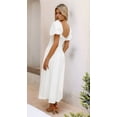 thumbnail image 6 of Women'S Summer Boho Maxi Dress V-Neck Cute Bubble Short Sleeve A-Line Long Dress with Pocket White XL, 6 of 10