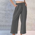 thumbnail image 1 of Wide Leg Pants Woman, Pure Cotton and Baggy Elastic with Pockets, 1 of 9