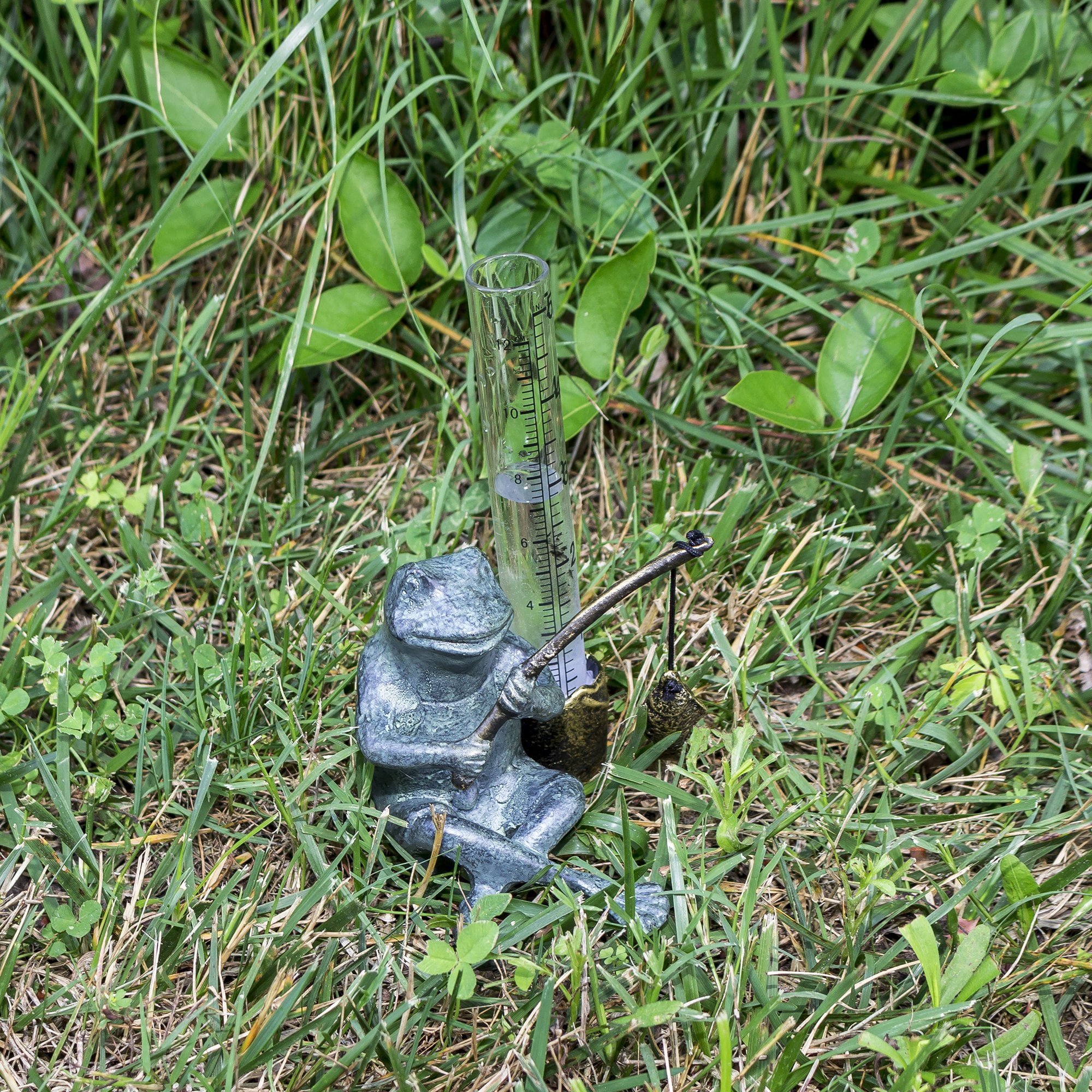 spi home 33456 frog fisherman rain gauge