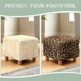thumbnail image 6 of SCRAWLGOD Fur Leopard Print Footstool Slipcover, Washable Foot Rest Cushion Non Slip Square Slipcover for Ottoman with Elastic Buttom for Living Room, 6 of 7
