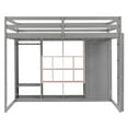 thumbnail image 4 of Full Size Wood Loft Bed with Wardrobe & Shelves & Cabinet, Space-Saving Multi-Storage Bed Frame with Staircase, Bear 600lbs, Gray, 4 of 9