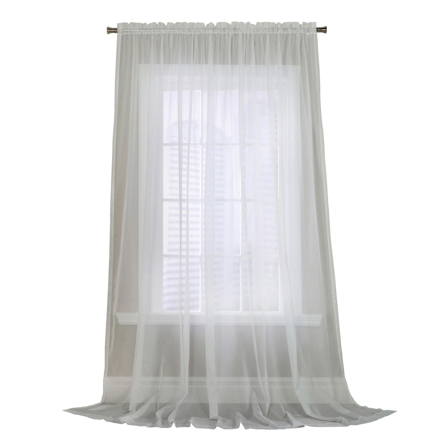 Loft Living Verona, panneau de rideau style européen transparent à passe à tringle 112" x 108", blanc