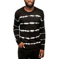 thumbnail image 4 of X RAY JEANS Mens Striped Tie-Dye Crewneck Cotton Sweater, Black/White, S, 4 of 6