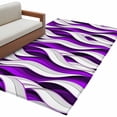 thumbnail image 2 of Purple White Moire Area Rug 4x6 FT, Non Slip Kids Room Carpet, Modern Abstract Art Washable Soft Floor Carpet Non-Shedding Throw Rug for Dorm Kitchen Study Room Home Office Bedside, 2 of 9