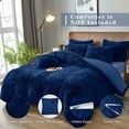 thumbnail image 4 of BLEUM CADE Luxury Fluffy Fuzzy King Bedding Comforter Set,4 Pieces Shaggy Duvet Cover Set,Furry Plush Velvet Comforter Cover with Zip Closure,King,Navy Blue, 4 of 8