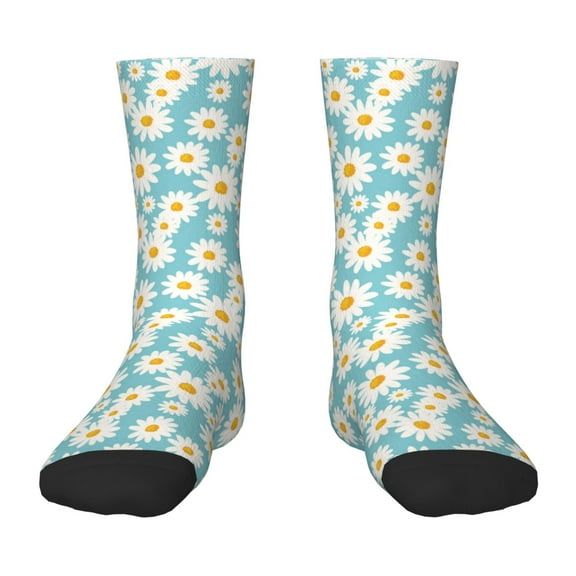 Qokaie Daisy Floral A Drawing Kids Socks, Crew Socks for Boys Girls, Children's Socks,Kids Non Slip Crew Cotton Gift Socks,Comfortable & Breathable