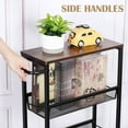 thumbnail image 5 of 4-Tier Storage Trolley with Wheels, Pinch Storage Shelf, Slide-Out Slim Rolling Cart, Wooden Top, Metal Handle and Wire Mesh, Suitable For Tight Spaces In Kitchen/Bathroom/Laundry Room, Black, 5 of 5